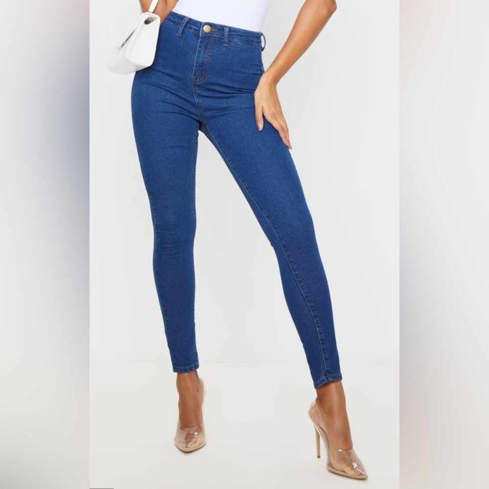 MID WASH BASIC HIGH WAISTED DISCO SKINNY